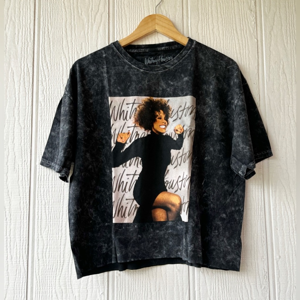 NWOT Whitney Houston Acid Wash Graphic Tee